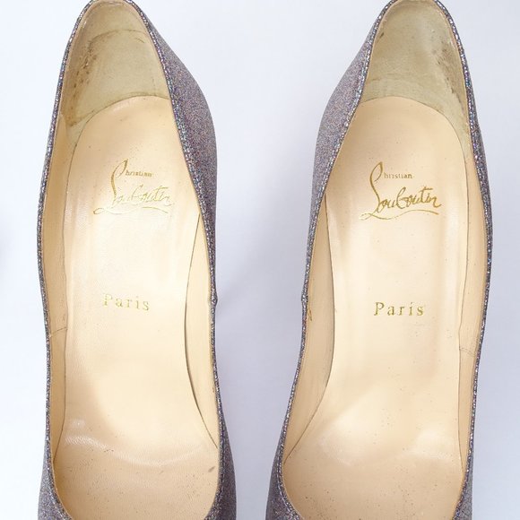 Chrisitian Louboutin Lady Peep 150 Glitter Pumps - Picture 9 of 15